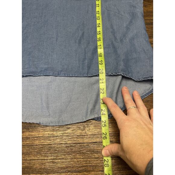 Cavalini Chambray Collections Women’s Blouse 3/4 Ruched Sleeve High Low Large - Picture 7 of 8